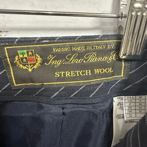 Brooks Brothers Caroline Fit Wool Pinstripe Navy Blue Trousers Size 0P - Picture 5 of 7